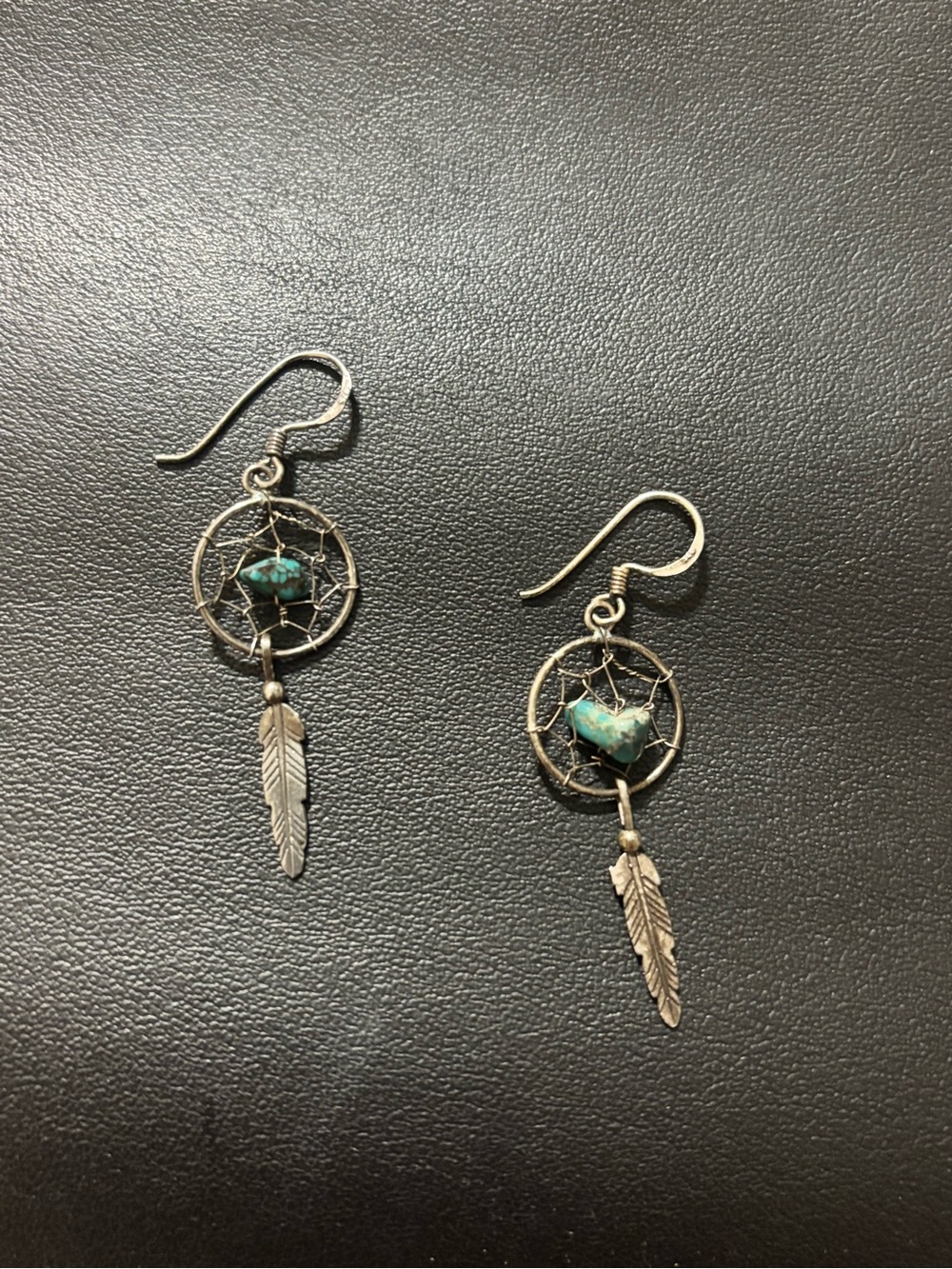Turquoise Dreamcatcher Feather Drop Earrings - Women Jewelry